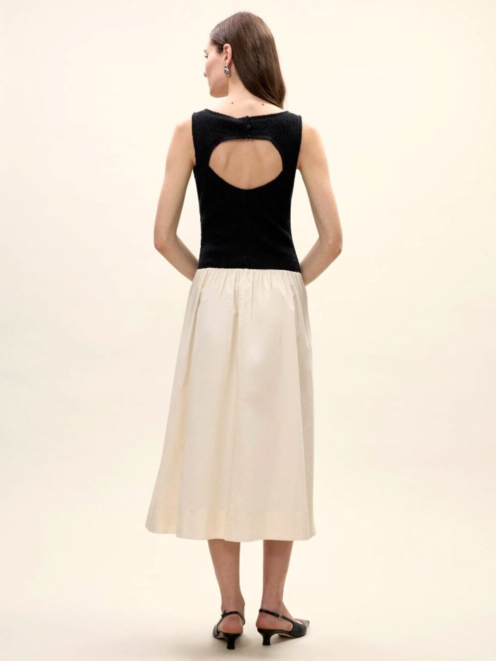 Rebecca Taylor Reese Mixed Media Midi Dress Black Womens Size Large - Picture 3 of 10